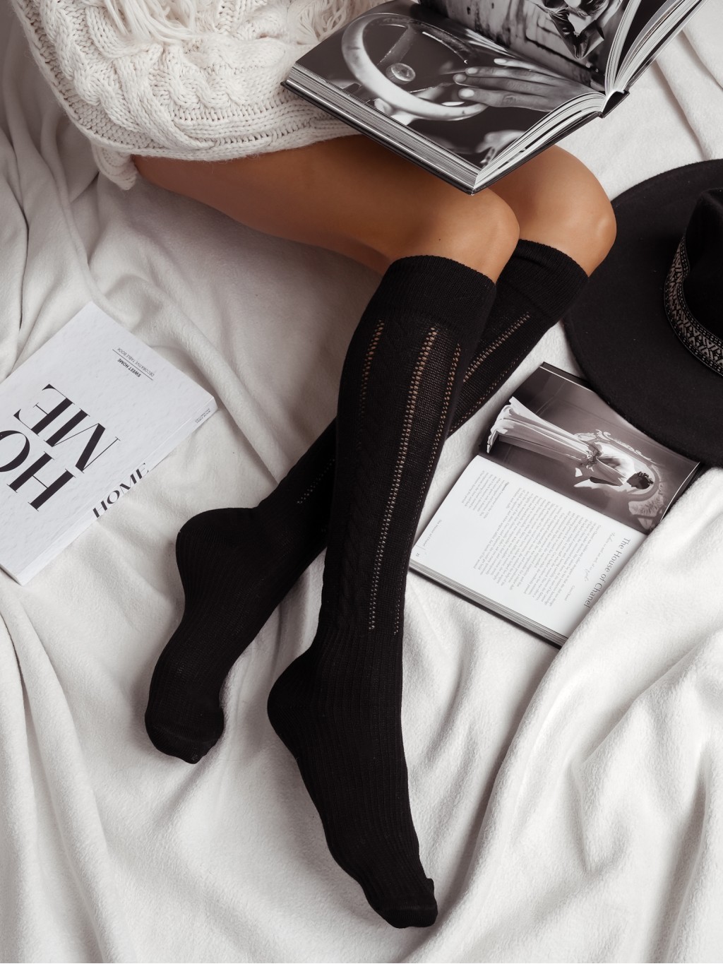 Dokolenke OPENWORK - ČRNA