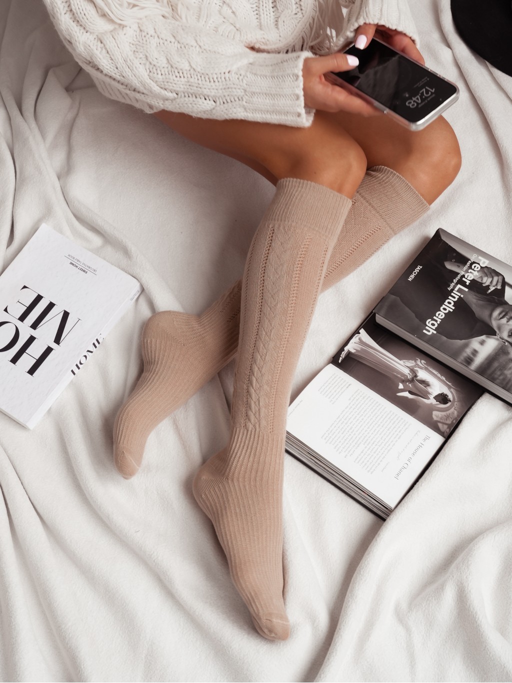 Dokolenke OPENWORK - BEŽ