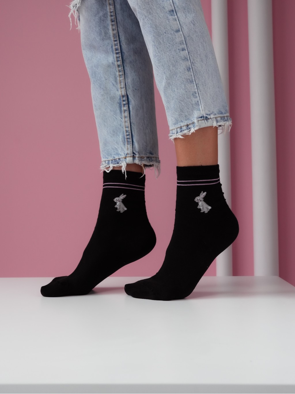 Nogavice RABBIT STRIPES - ČRNA